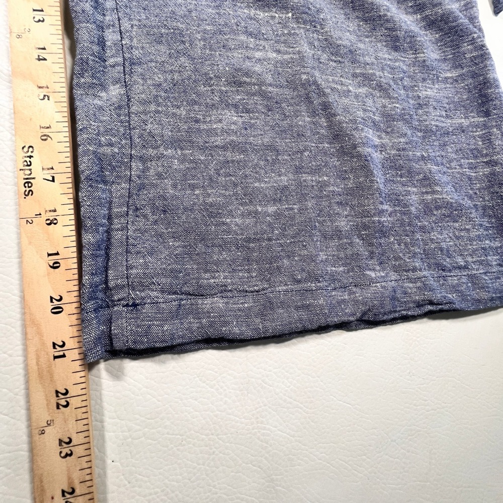 Max Studio Jumpsuit Women L Blue Linen Blend Chambray Wide Leg Side Tie Coastal - Picture 8 of 12